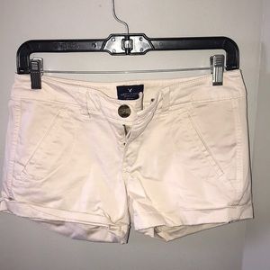 american eagle midi khaki shorts